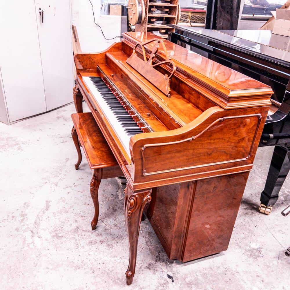 Used Mason and Risch Upright Piano in Polished Walnut Right Side View