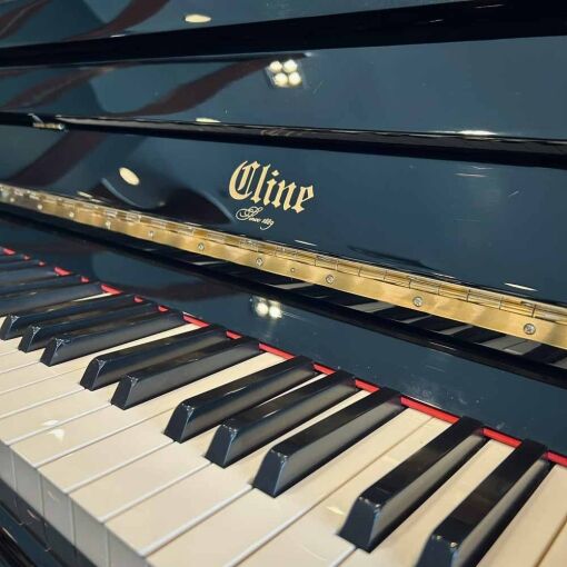 Cline Crescendo Upright Piano Front Logo